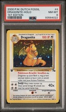 2000 Pokemon DUTCH 1st Edition Fossil Dragonite Holo 4/62 PSA 8 NM-MT