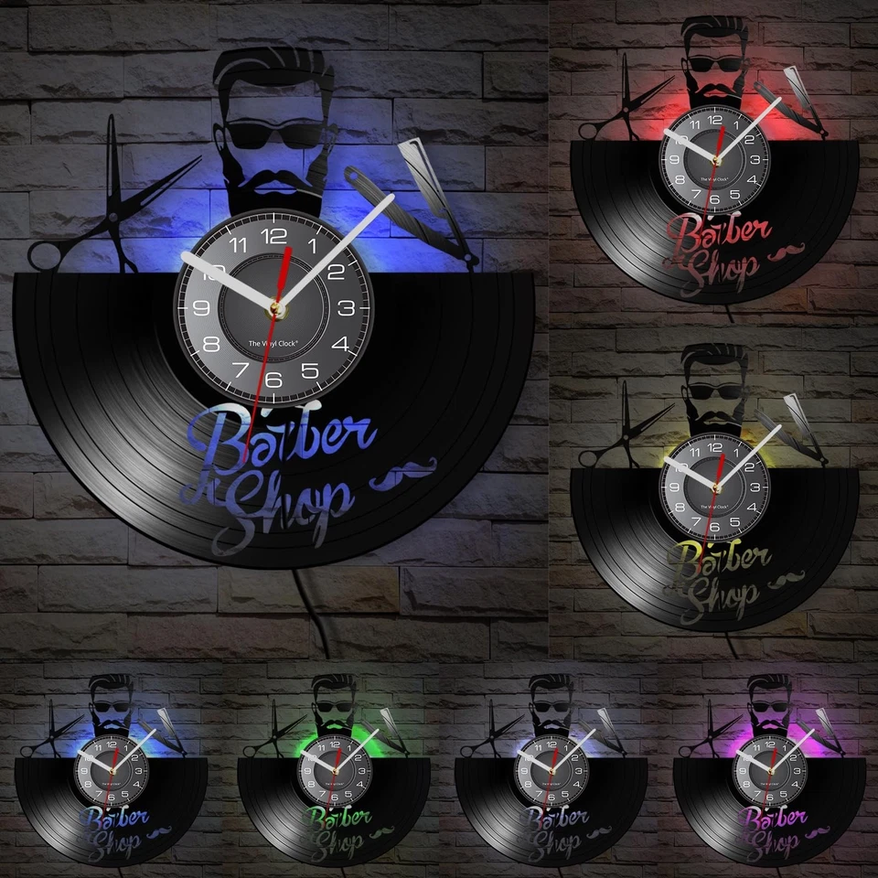 Reloj de Pared Decoración Barbería 12 Pulgadas con 7 Modos Luminosos, Decorativo Vintage... Foto 2 de 4