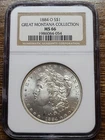 1884-O New Orleans Morgan Silver Dollar NGC MS 66 Great Montana Collection