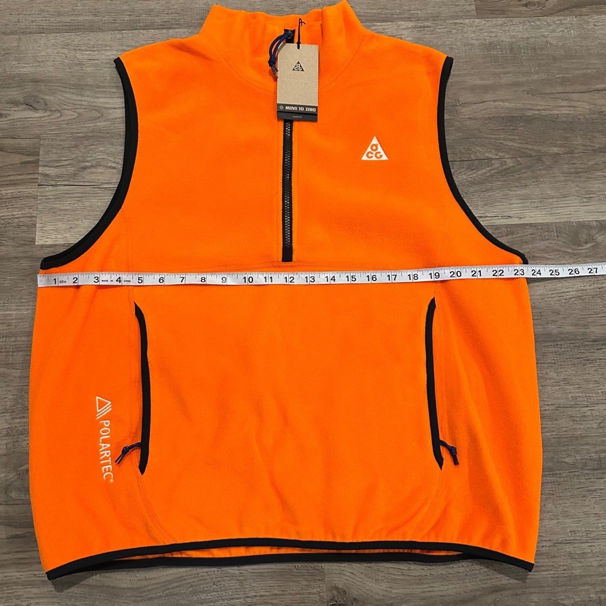 Nike ACG Wolf Tree Polartec Fleece Vest Mens Medium Orange HJ2468