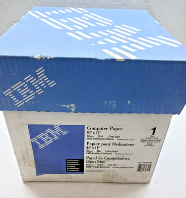IBM  Dot Matrix Tractor Feed Printer Computer Paper 9.5''×11'' White 2400 Sheets