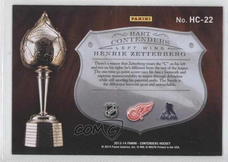 2013-14 Panini Playoff Contenders Hart Contenders /499 Henrik Zetterberg #HC-22 - Image 2 of 2