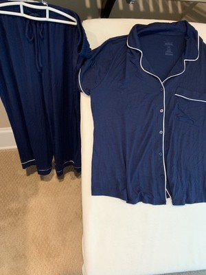 auden pajamas set new nwot navy short sleeve crop plus xxl cloud knit soft