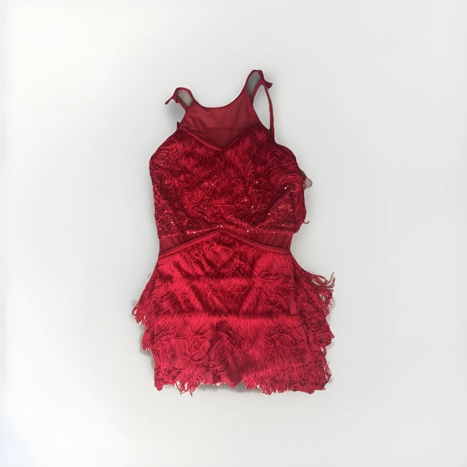 Disfraz de Baile Weissman Elite Mujer Adulto S Rojo Flecos Crazy In Love D10754 NUEVO Foto 3 de 4