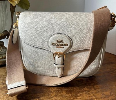 Coach Amelia Saddle Bag Soft leather Gold and Chalk Crossbody