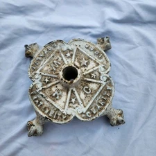 Antique 1883 WRC Cast Iron Flag Pole Claw Feet Stand Loyalty Fraternity Charity