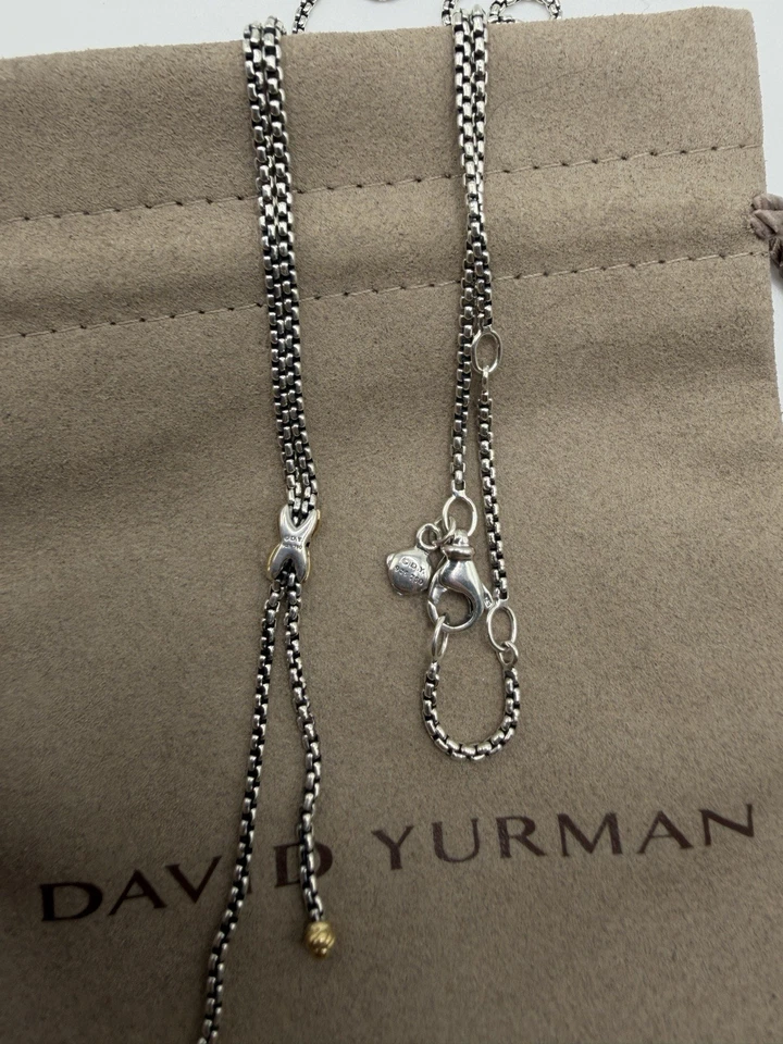 Collar David Yurman Petite X Lariat en plata de ley con oro amarillo de 18 quilates Foto 4 de 4