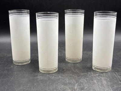 Vintage Libbey Frosted Highball Glasses Set 4 MCM Tom Collins Barware 