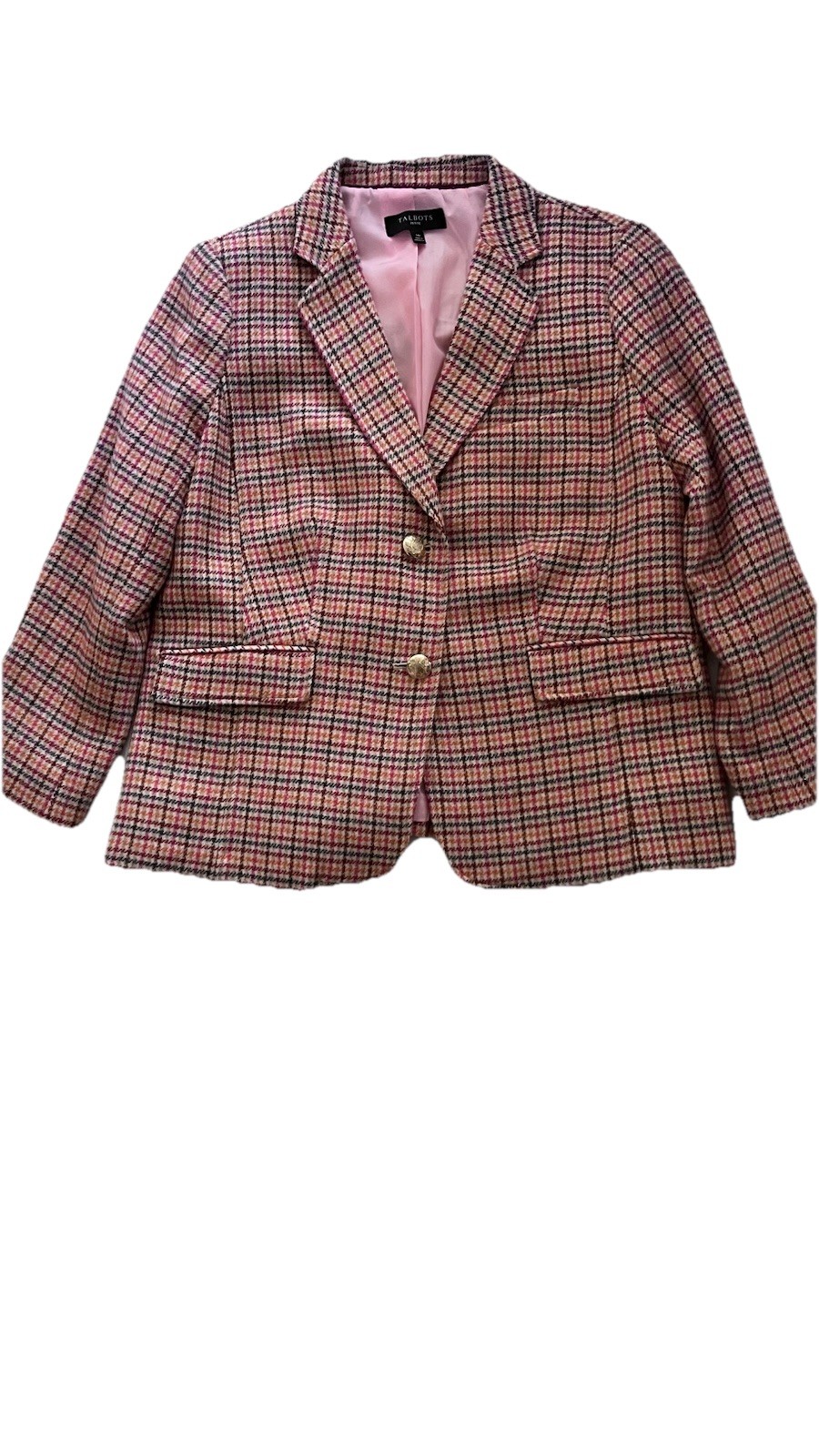 Talbots Pink Plaid Collared Button Lined Pockets … - image 2
