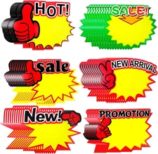Honbay 60PCS Starburst Sale Paper Signs Sign Cards Burst Paper Signs Retail Sale