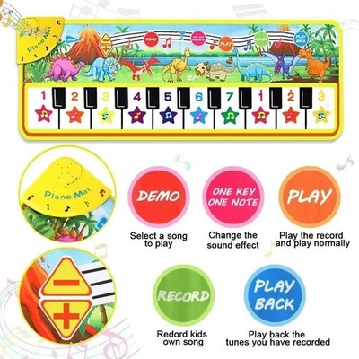 Piano Mat for Kids 43'' x 14'' Floor Music Mat with 10 Demo Songs 8 Dinosaur Sound