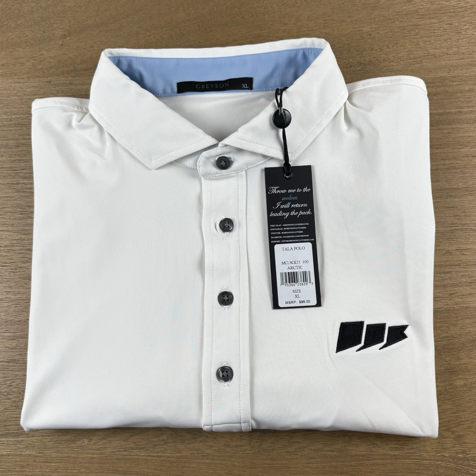 Greyson Tala Performance Short Sleeve Golf Polo Shirt Men's XL White $98 NWT