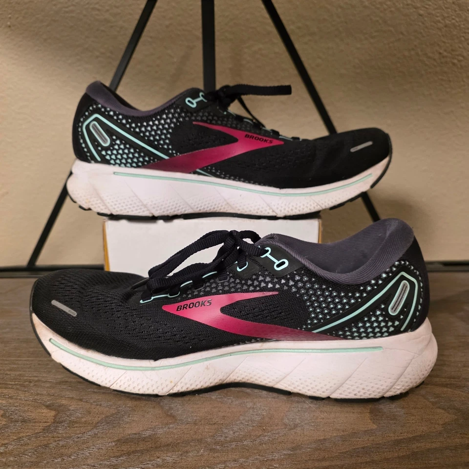 Brooks Ghost 14 Women's Running Shoes Black Pink Athletic Sneakers 9.5D Wide - Image 2 of 4