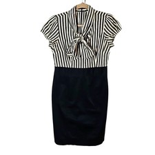 The Limited Gray,Cream & Black Striped Dress Size 10