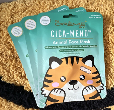 The Crème Shop Cica-Mend Animal Face Cica Sheet Mask Soothing Cruelty-Free 3pk