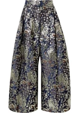 Malene Birger Trousers Wide Leg Style Dinard Metallic Textured Size 36 UK8