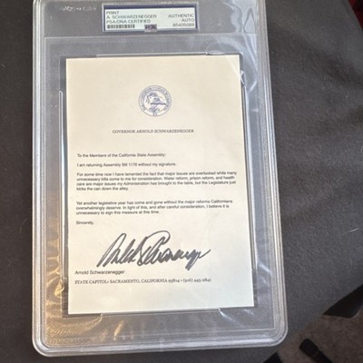 Arnold Schwarzenegger Signed Original Governor Letter PSA/DNA Authenticated