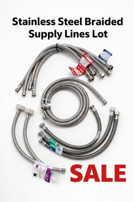 Lot of 11 Braided Stainless Steel Supply Lines - Faucet, Toilet & Dishwasher New