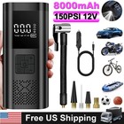 150 PSI Air Compressor Tire Inflator Fits Car Moto Bike Tires Air Pump Cordless