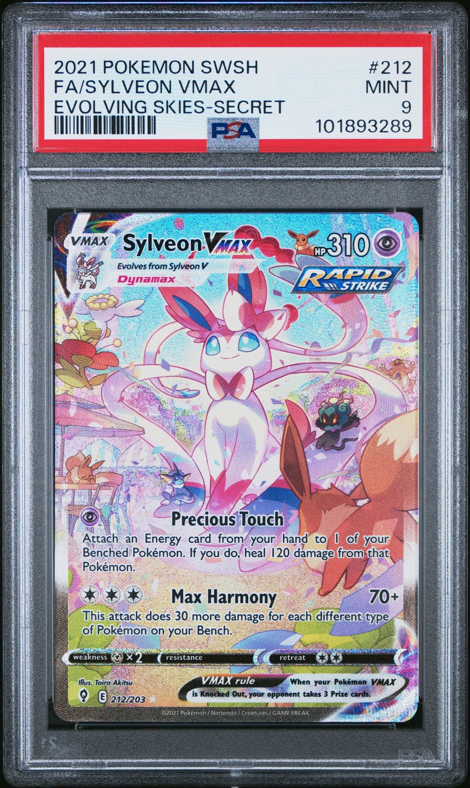 2021 POKEMON SWORD & SHIELD EVOLVING SKIES SECRET FULL ART/SYLVEON VMAX PSA 9