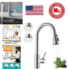 Brushed Nickel Kitchen Faucet with Pull Down Sprayer and Leak Resistant Design