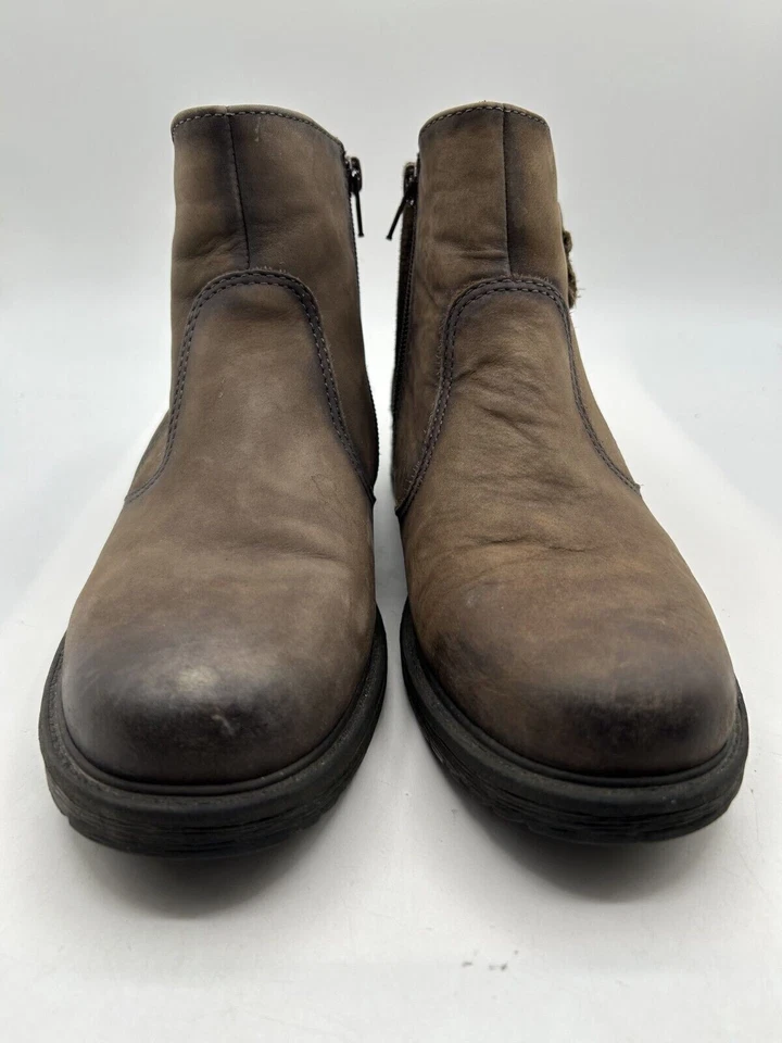 Earth Jordan Jordan-DGY Ankle Boot Women's Sz 8 Brown Leather Side Zip Bootie - Image 3 of 4