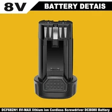 8V MAX Battery for DeWalt DCB080 DCF680N1 DW4390 DCF680N2 DCL023 DCF680 DCB095