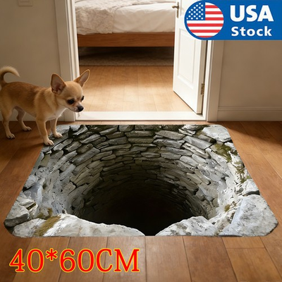 #ad Non Slip Door Floor Mat Washable 3D Optical Illusion Endless Abyss $15.99