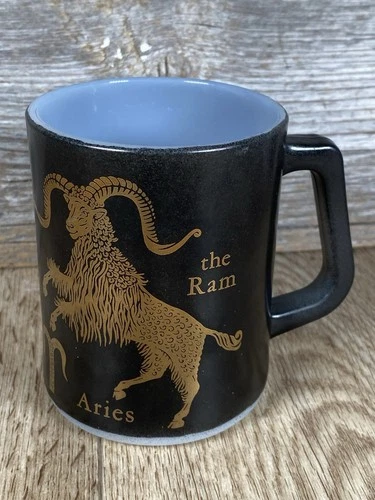 Vintage Federal Mug Aries Zodiac Sign Milk Glass Cup, The Ram Coffee Mug