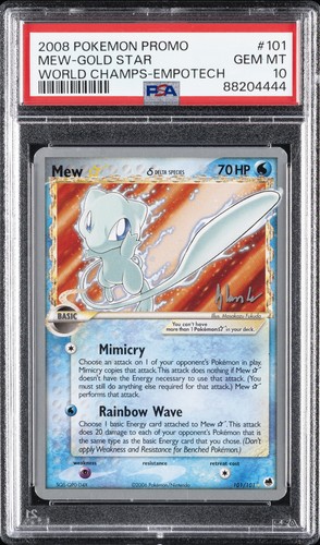 2008 POKEMON WORLD CHAMPIONSHIPS PROMO EMPOTECH #101 MEW-GOLD STAR PSA 10