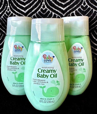  3pk PERSONAL CARE BABY LOVE CREAMY BABY OIL LOTION 8oz COMPARE TO BABY MAGIC