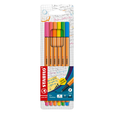 6 STABILO point 88 NEON Fineliner farbsortiert 0,4 mm