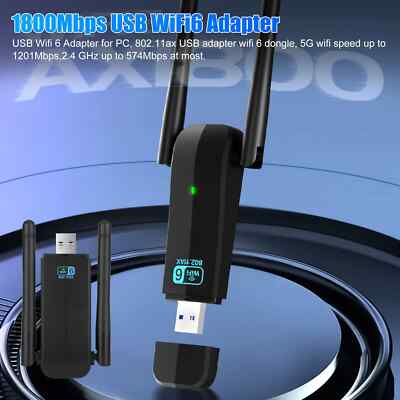 USB 3.0 1080Mbps PC Laptop Dual Band 2.4/5GHz Wireless WiFi Adapter Antennas