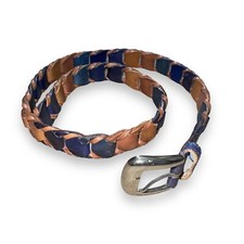 Vintage Multicolor Woven Pieced Genuine Leather Belt Size Medium M