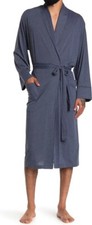 NWT Daniel Buchler Mens Heathered Shawl Collar Wrap Robe - Chkbrd Blue - L/XL