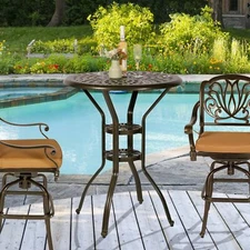 Outdoor Round Patio Bar Table, Patio Bistro Bar Height Dining Table Pub Table