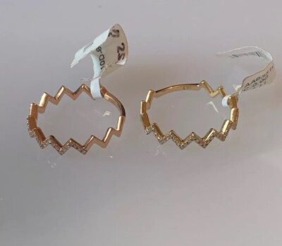 (2) Diamond Zig Zag Wedding Band Rings 14K Rose Gold 14K Yellow Stack