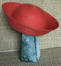 COLLECTIF FASHION DRESS CHURCH RED BOWLER LADIES HAT WITH 3” UP TURNED BRIM