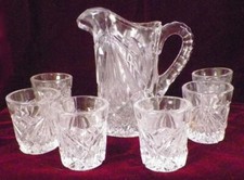 Rex Fancy Cut Toy Water Set Co-Operative Flint Glass Co Clear Glass EAPG Antique