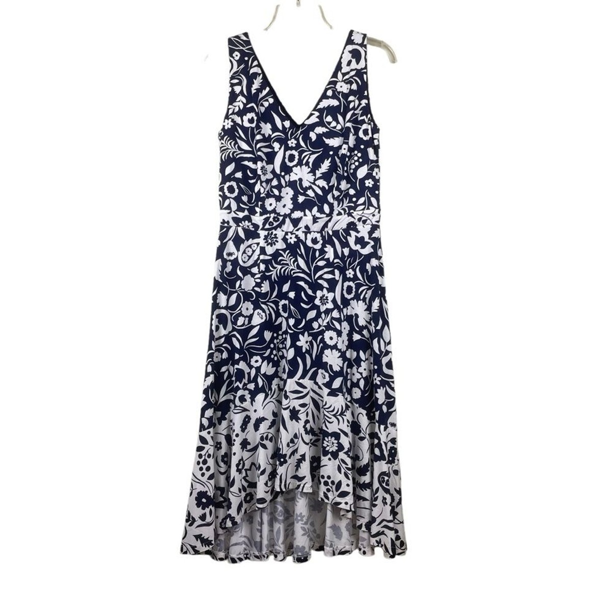 blue and white floral tiered dress Ava Presley 47145 Long Floral Print Ball Gown Ruffle Prom Dress main image 1