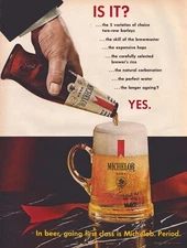 1967 Michelob Print Ad Mug Glass Bottle Anheuser Busch