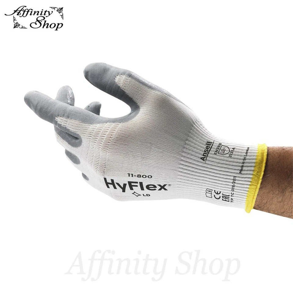 Ansell HYFLEX WORK GLOVES 11-800 White Nylon Nitrile Safety Glove AS/NZS Cert - image 2 of 4
