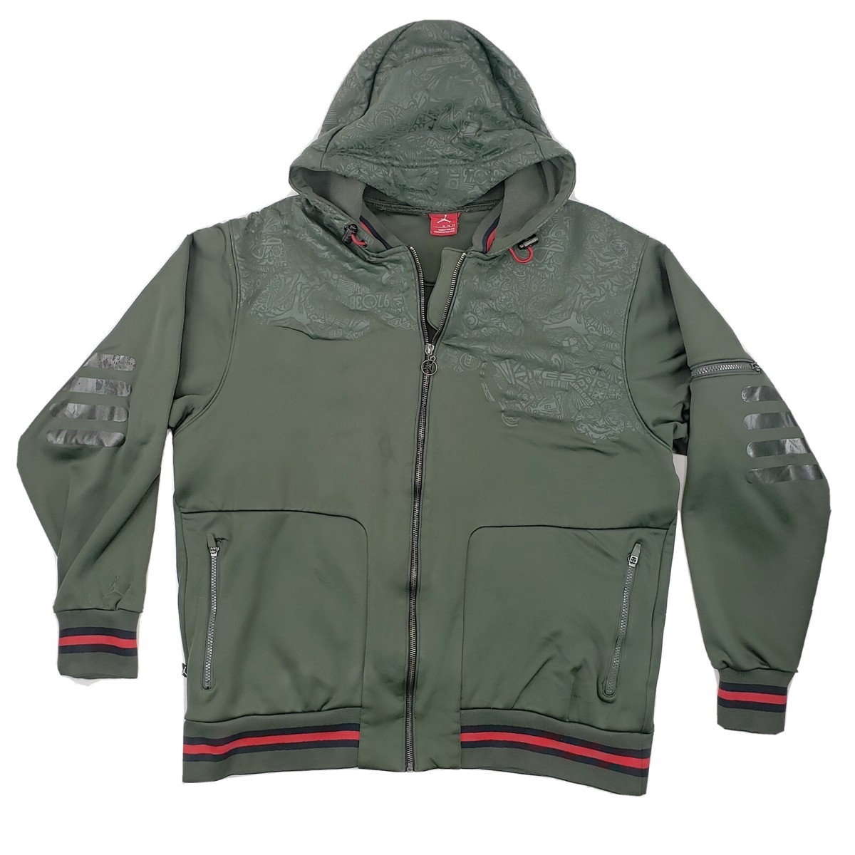 Nike Air Jordan Laser Olive Green Full Zip Hoodie Sweatshirt