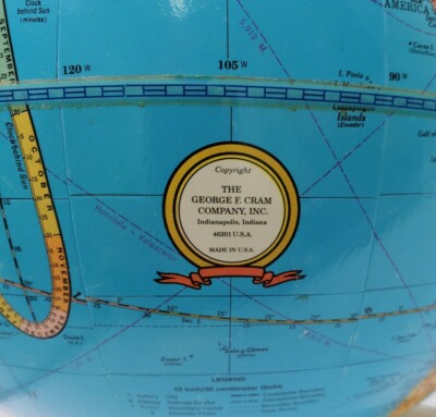Vintage Cram's Imperial 12 Inch World Globe With Metal Base George