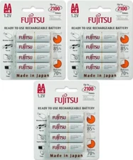 Fujitsu AA Ready-to-use NiMH 1.2V 2000mAh Min. 1900mAh Pre-charged 12 Batteries