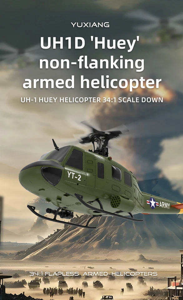 YUXIANG F07 UH-1 2.4G 6CH 6-Axis Gyro Optical Flow Positioning RC Helicopter - Image 2 of 4