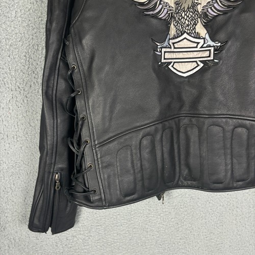 Harley Davidson Skyward Jacket Mens ~XL** Large Eagle Graphic Genuine Leather - Picture 20 of 24