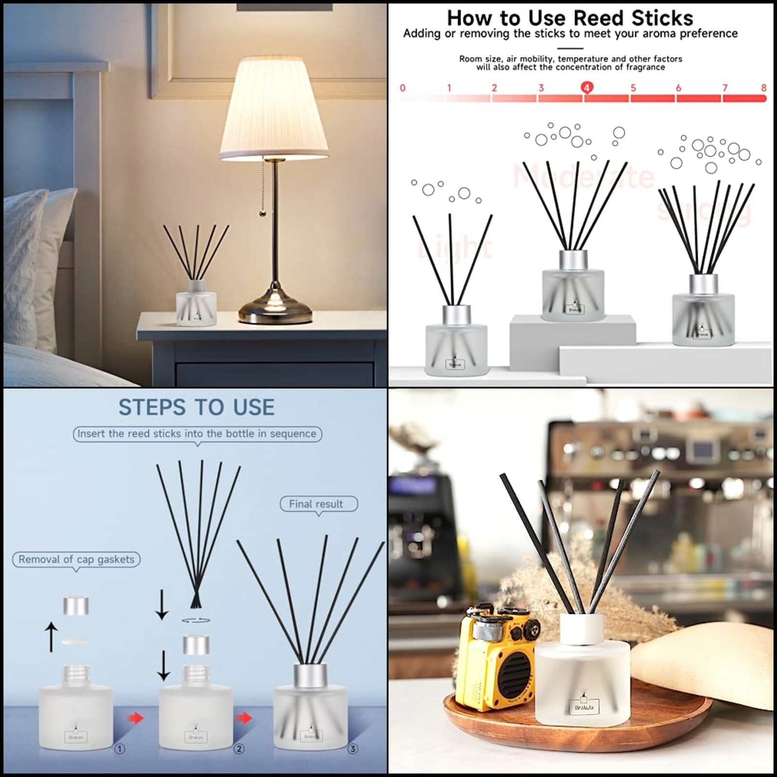 Brakula Reed Diffuser Set- Fresh Cotton Scented Oil Diffuser, 100ml,Natural Reed-image