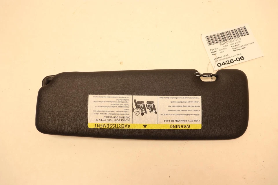 BMW 335I E93 2007-2013 lado del pasajero derecho parasol OEM Foto 4 de 4