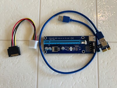 PCIe 4-Pin MOLEX PCI-E 16x to 1x Powered Riser Adapter Card